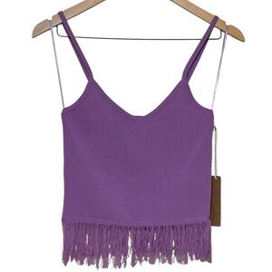 Dreamers by Debut Purple Fringe Top, L